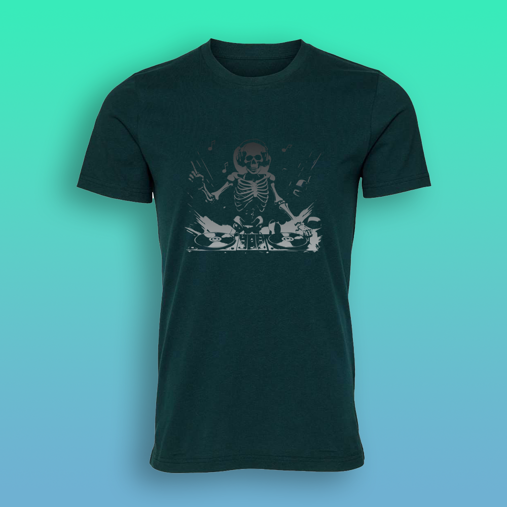 Adult Short Sleeve Skeleton DJ Shirt
