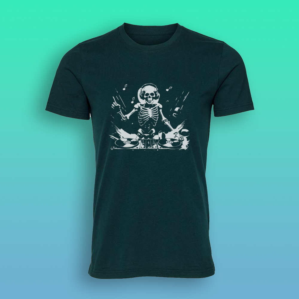 Adult Short Sleeve Skeleton DJ Shirt