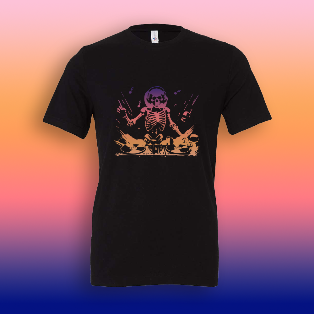 Adult Short Sleeve Skeleton DJ Shirt