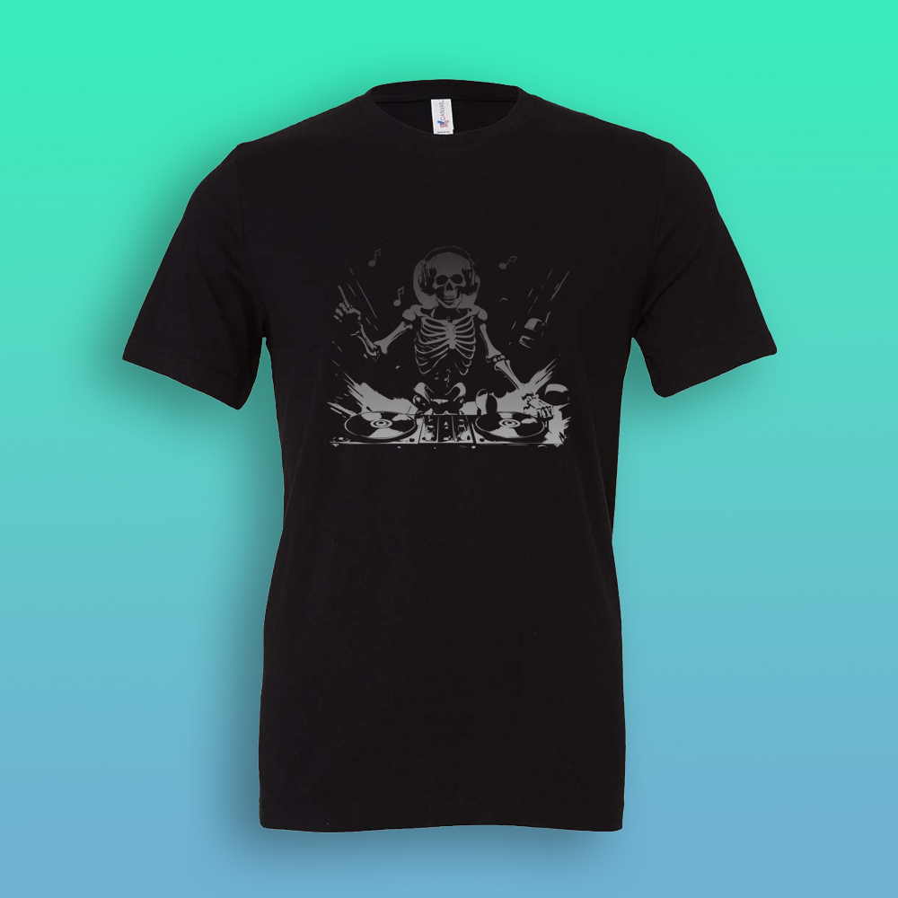 Adult Short Sleeve Skeleton DJ Shirt