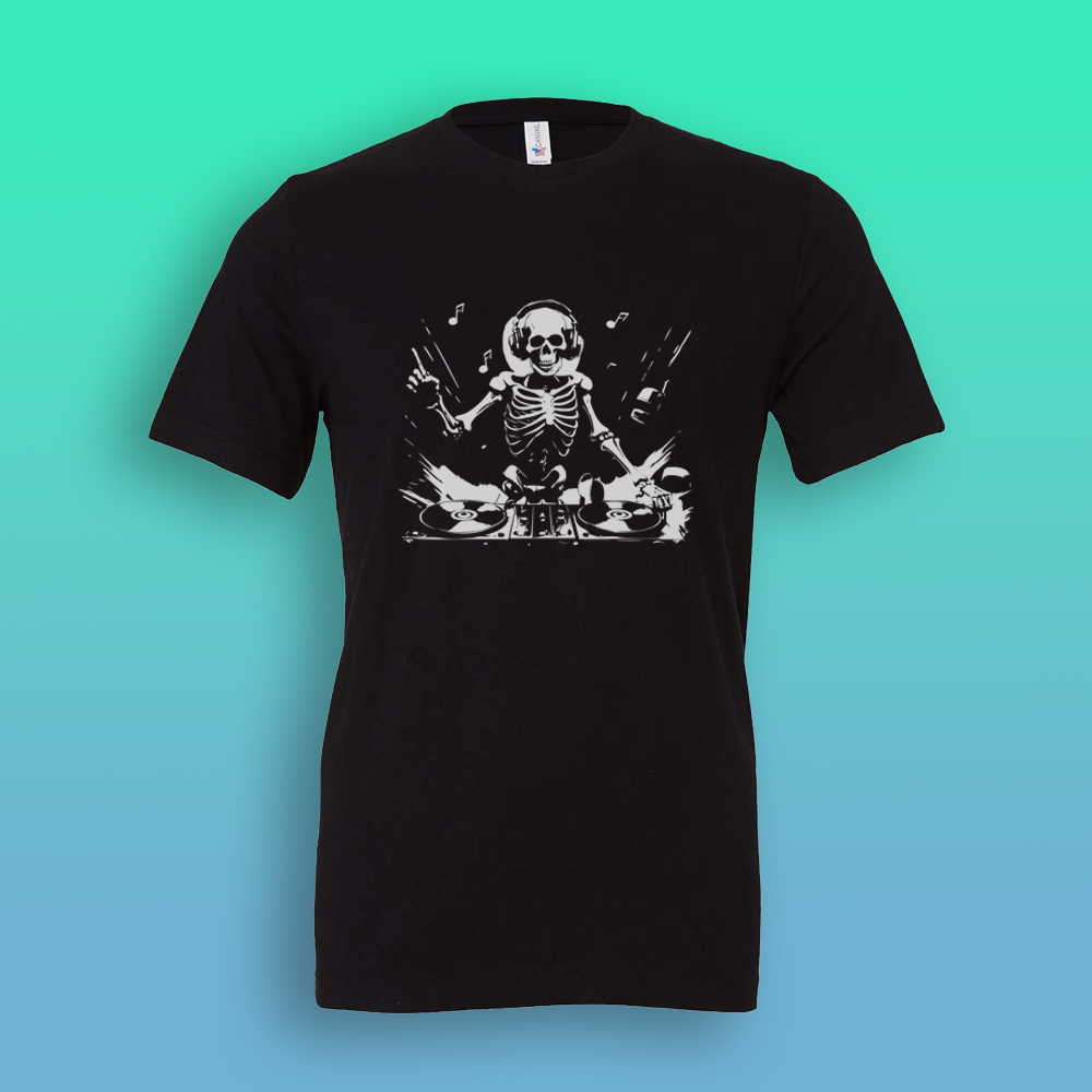 Adult Short Sleeve Skeleton DJ Shirt