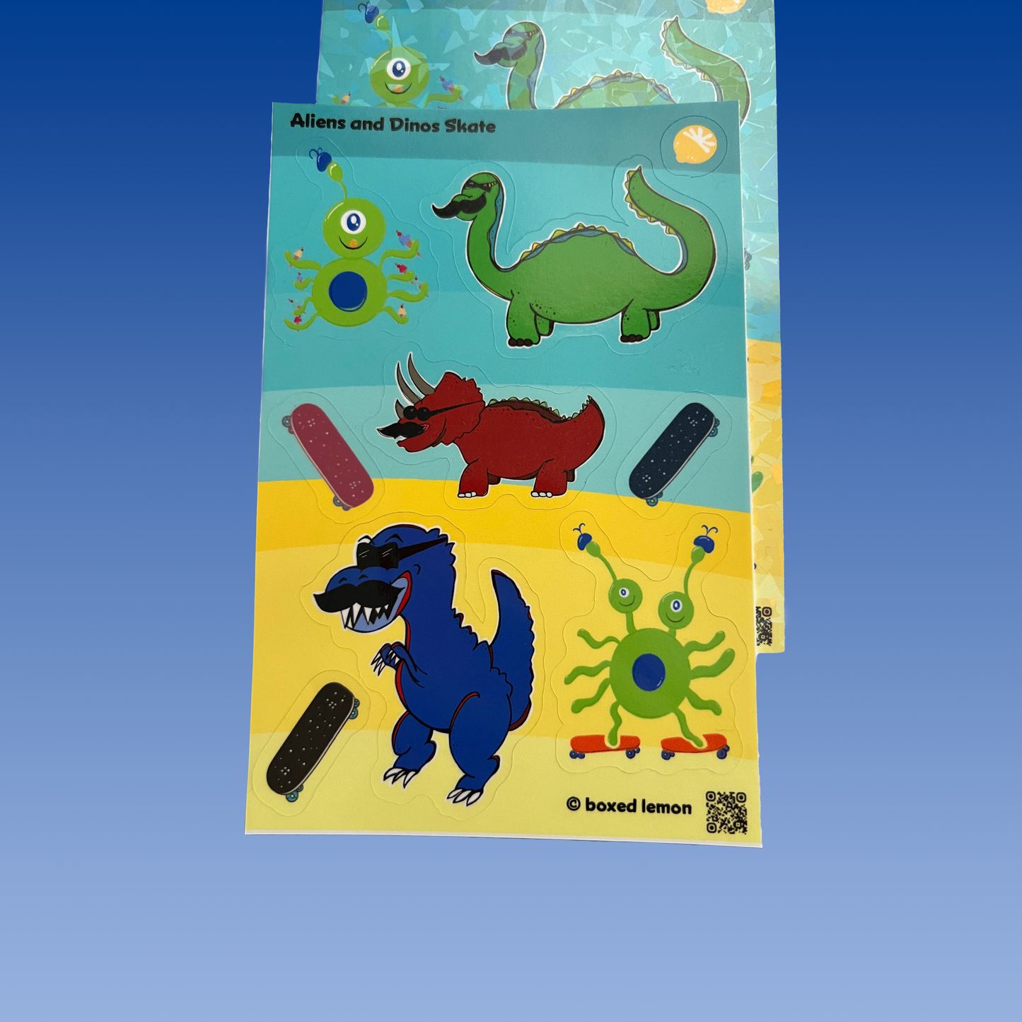 Sticker Sheet Aliens and Dinosaurs Skate